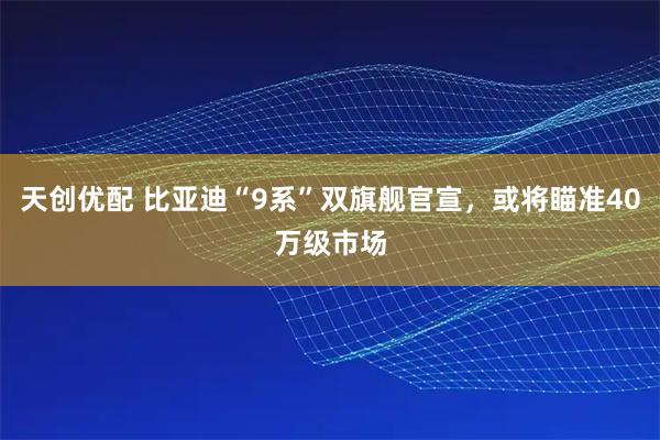 天创优配 比亚迪“9系”双旗舰官宣，或将瞄准40万级市场